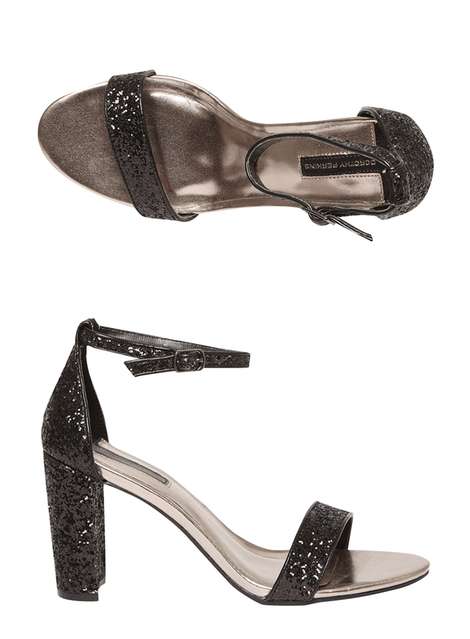 Black 'Carbon' Glitter Sandals